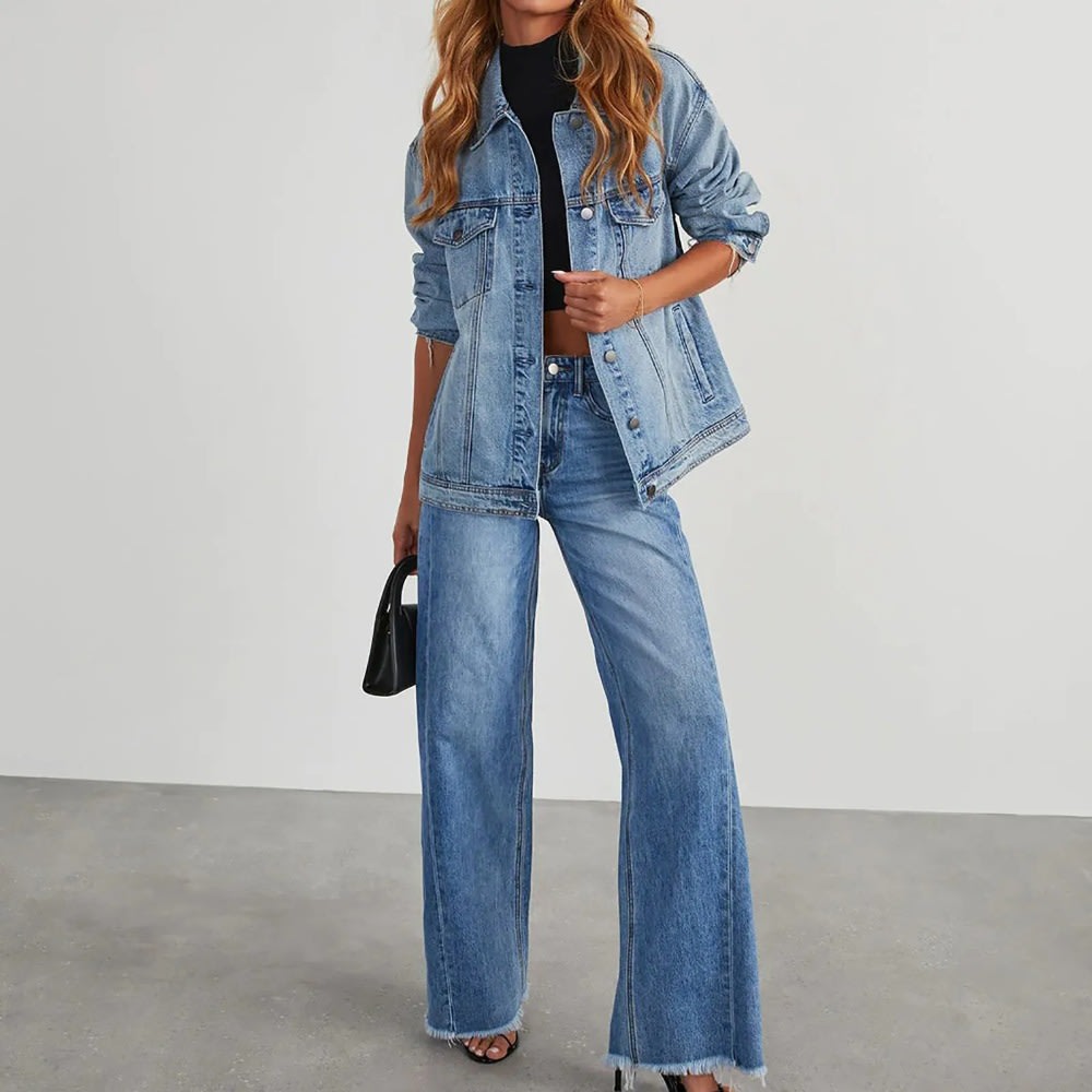 2024 New High Waisted Y2k Straight Denim Pants for Women, Korean Fashion Wide Leg Trousers